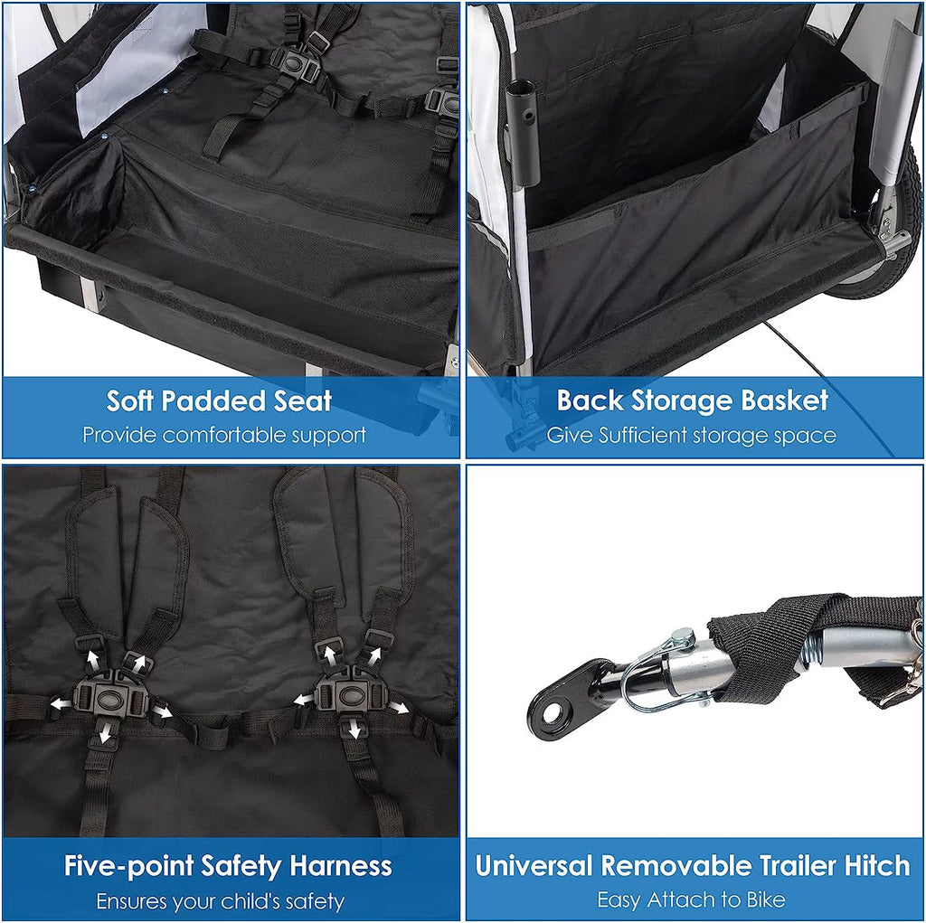 2-in-1 Bike Trailer for Kids 2 Seat F9811