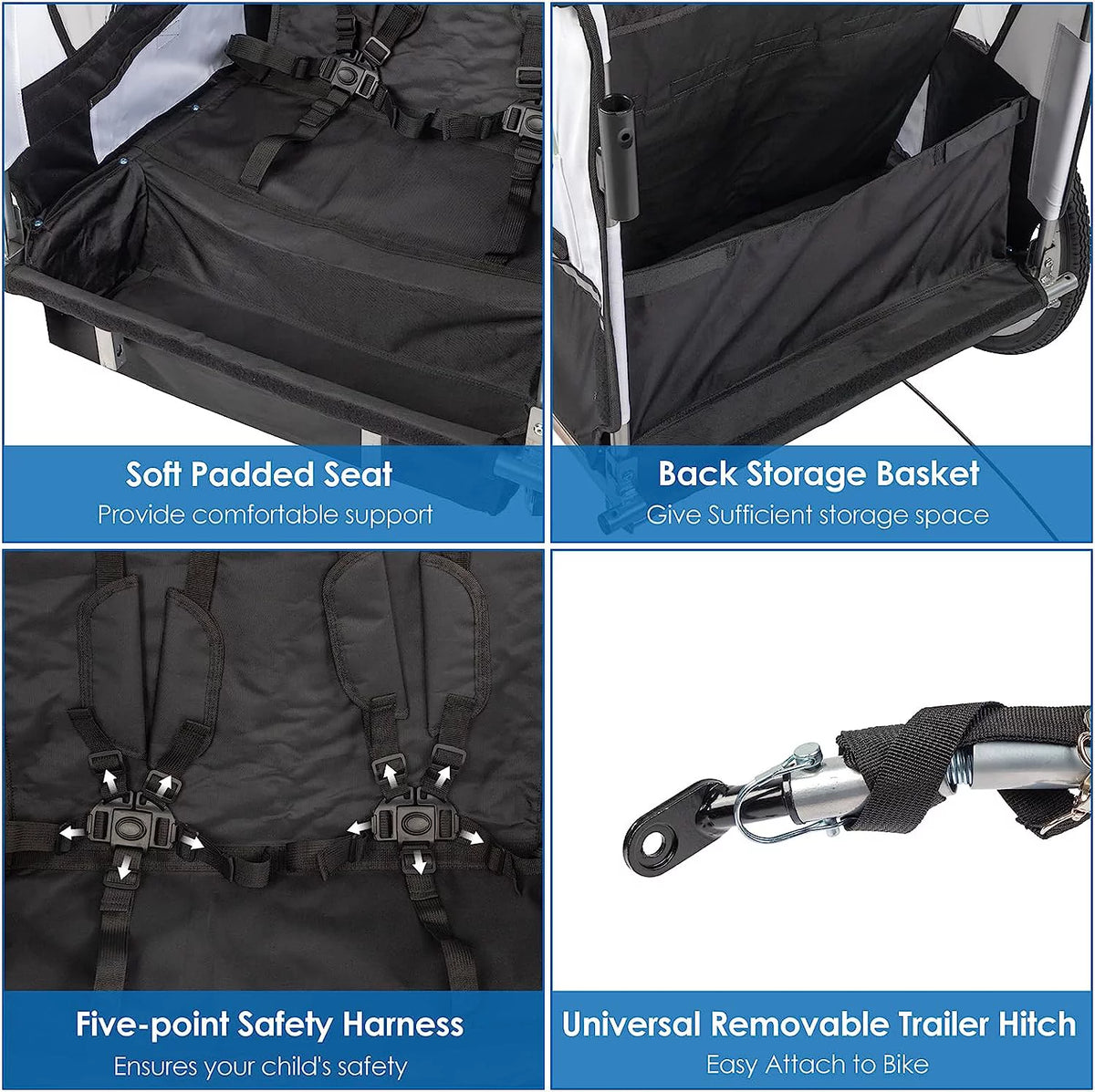2-in-1 Bike Trailer for Kids 2 Seat F9811