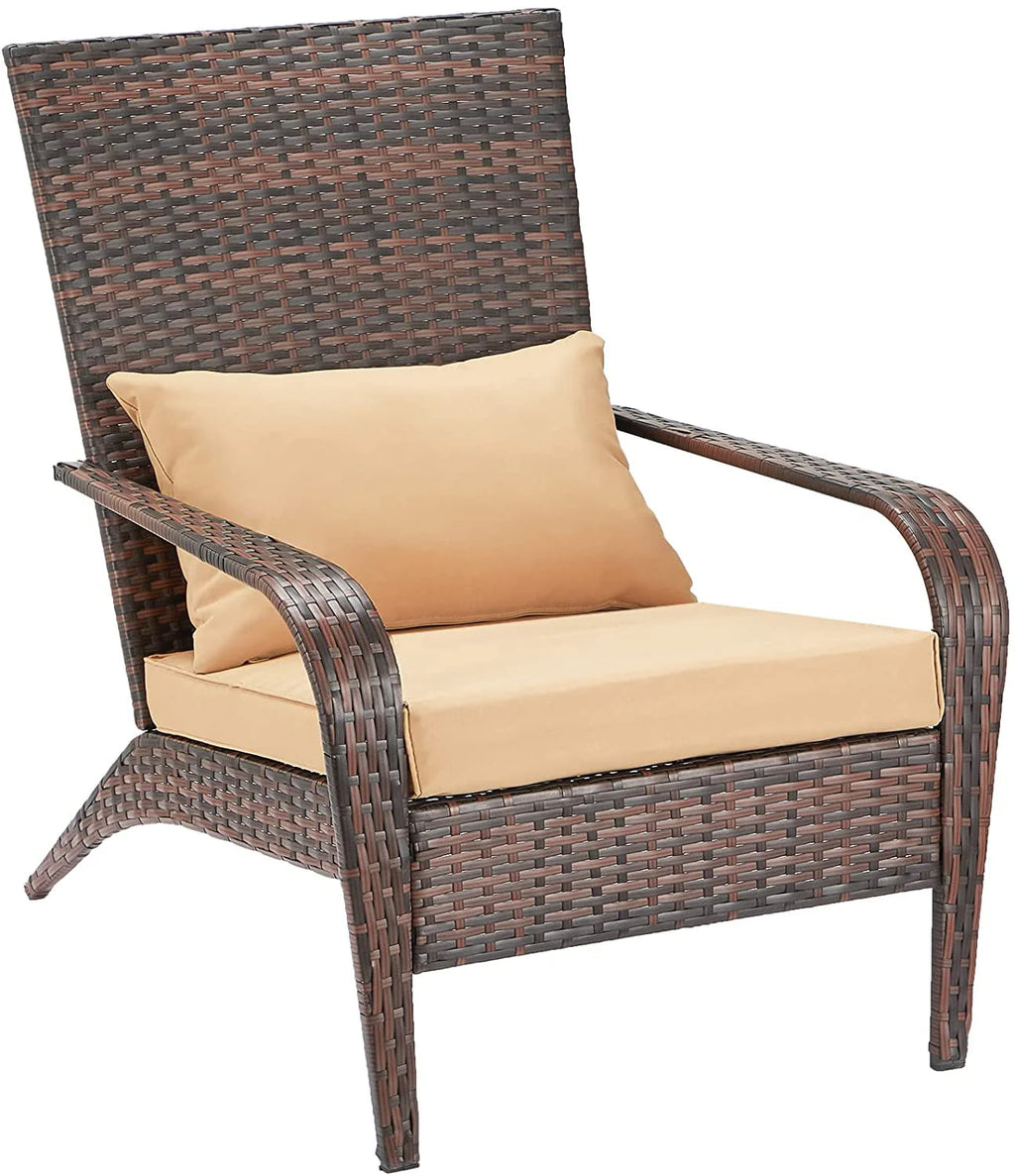 High Back Wicker Outdoor Dining Chairs with Cushion and Pillow in Gray Y345