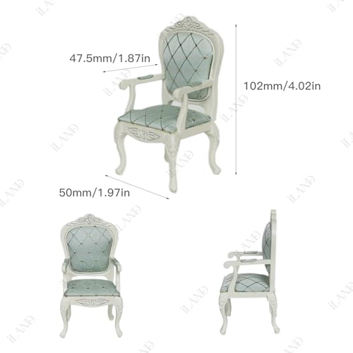 Victorian Dollhouse Furniture Set, 1/12 Scale 8pcs White & Green B504