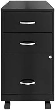 3 Drawer Metal Mobile File Cabinet with Lock, Black Q196437