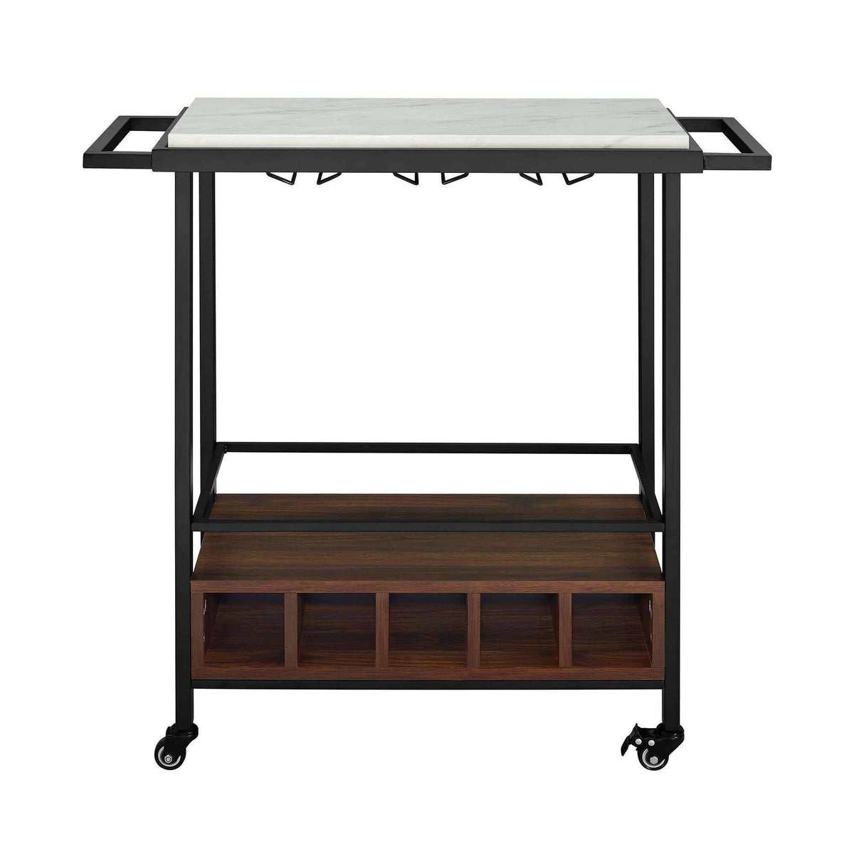 34 inch Black Marble Serving Bar Cart S914