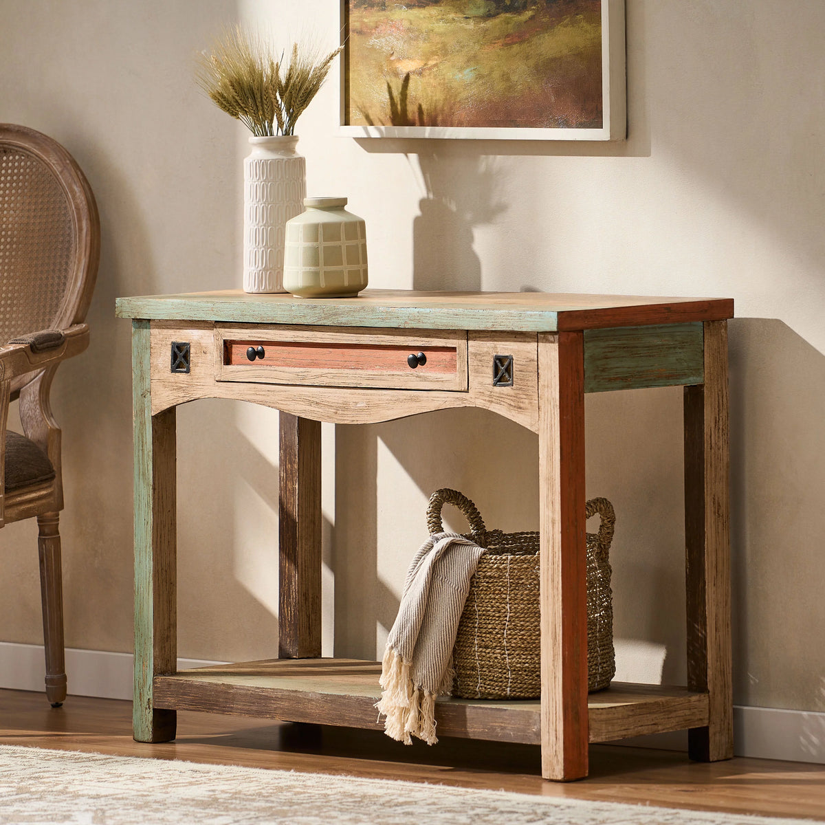 Handmade Distressed Mango Wood Console Table B70433