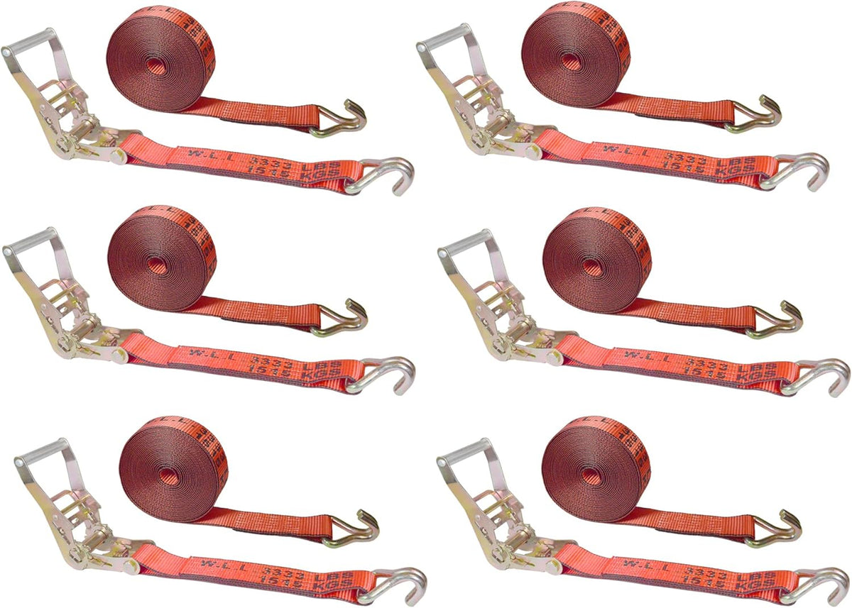 2” x 30’ Double Wire J Hook Ratchet Straps 8 Pack N3855