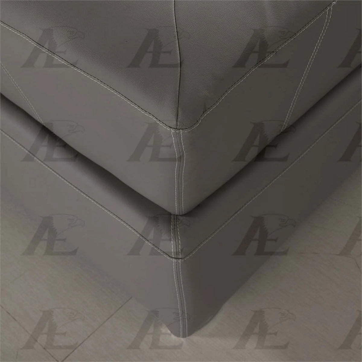 Gray Faux Leather Sectional with Right Facing Chaise S20598