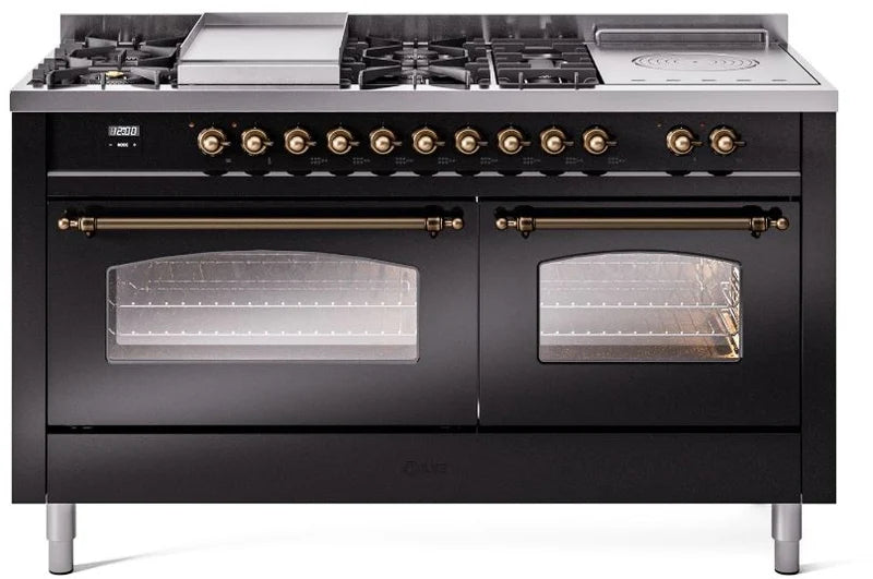 60 Dual Fuel Natural Gas Range Glossy Black Bronze Trim H99865