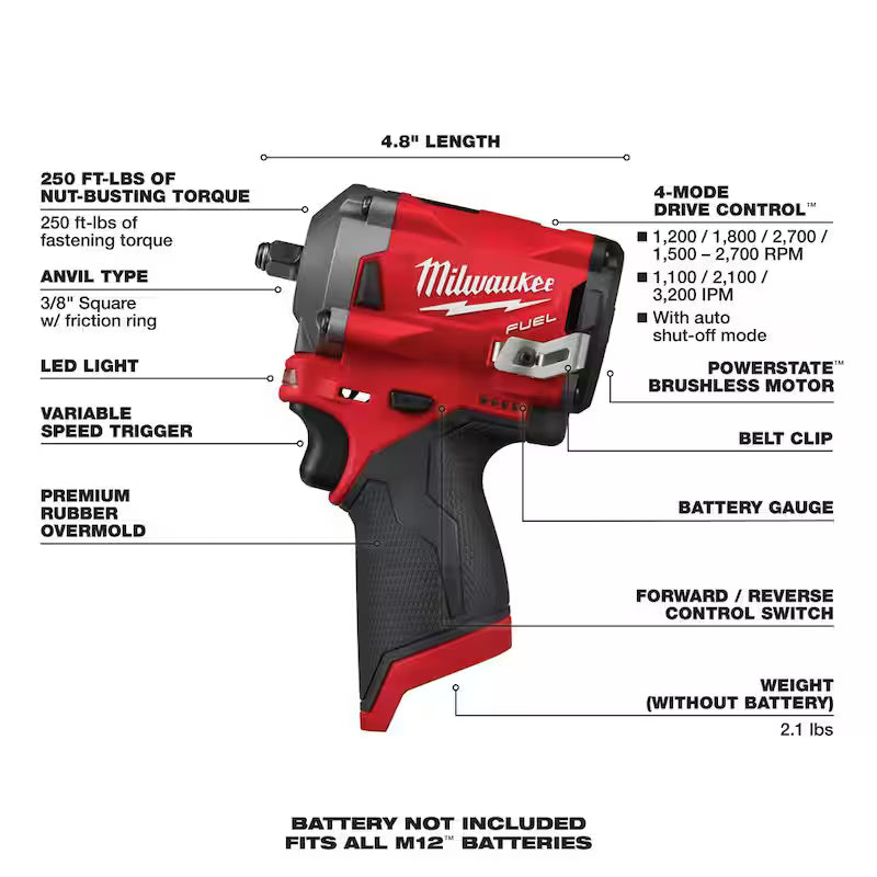 12V Cordless 3/8 in. Impact Wrench and Ratchet X385