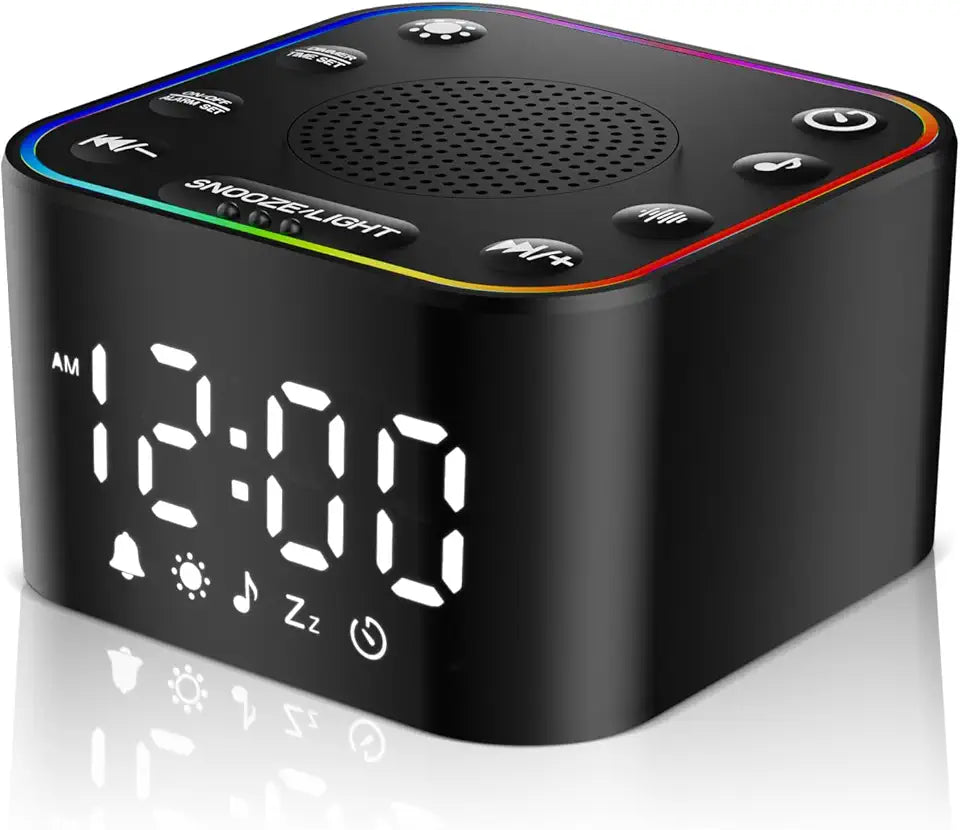 White Noise Sound Machine with Alarm Clock and Night Light M6095