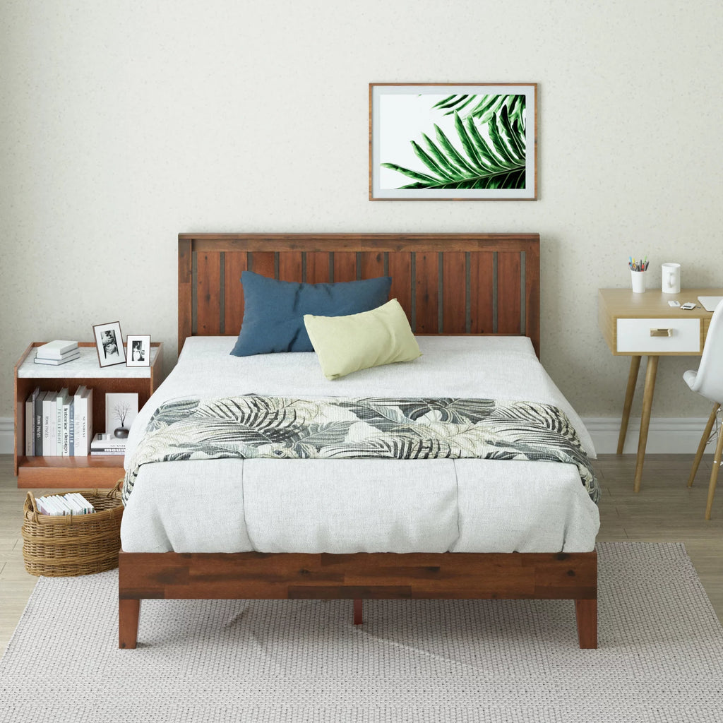 Queen Wood Platform Bed Frame with Headboard T4675