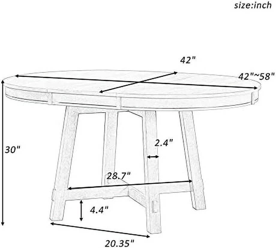 Round Extendable Wood Dining Table with 16" Leaf V17588