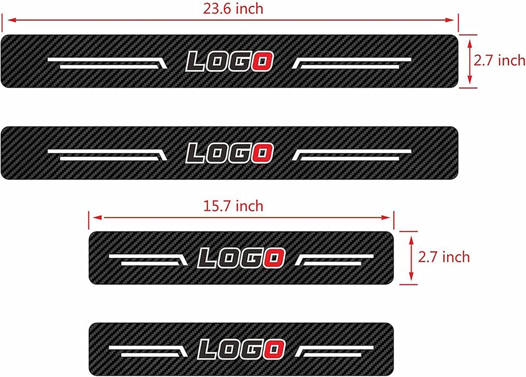 Black Carbon Fiber Textured Leather Car Door Sill Protector Stickers 4pcs/Set S622