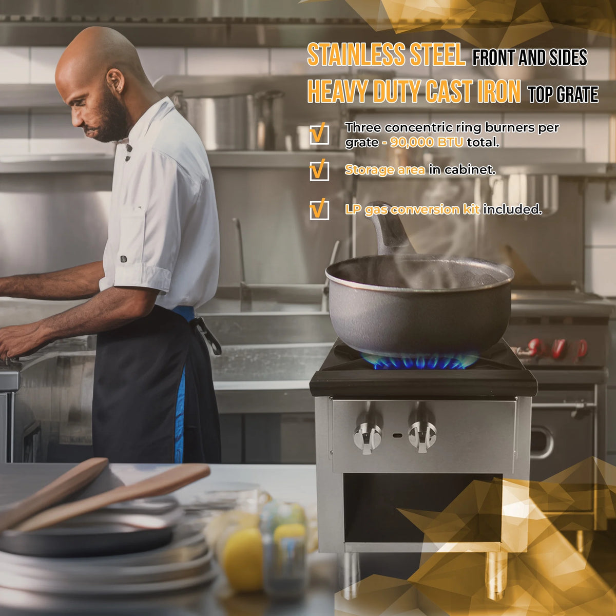 18" Heavy Duty Stainless Steel Gas Stock Pot Stove 90000 BTU O163