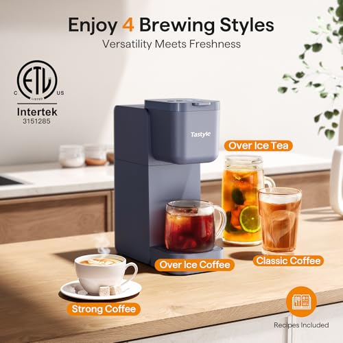 Single Serve Coffee Maker for K Cup, Ground and Tea Leaves, Hot and Iced Coffee Machines with Bold Setting, 6 to 16 Oz Brew Sizes, Compact for Small Spaces, Black M12229