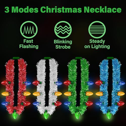 Light up Christmas Necklace 4PCS 7 Bulb 3 Modes F5452