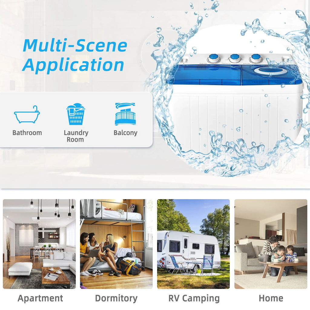 26lbs Portable Semi-automatic Twin Tub Washing Machine D90758