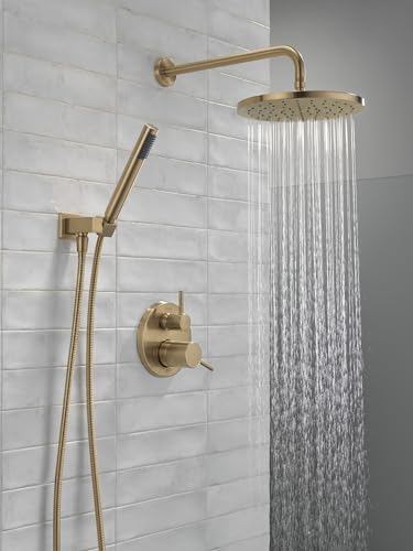 2-Setting Round Shower System with Rain Shower Head and Handheld Spray Chrome U84697