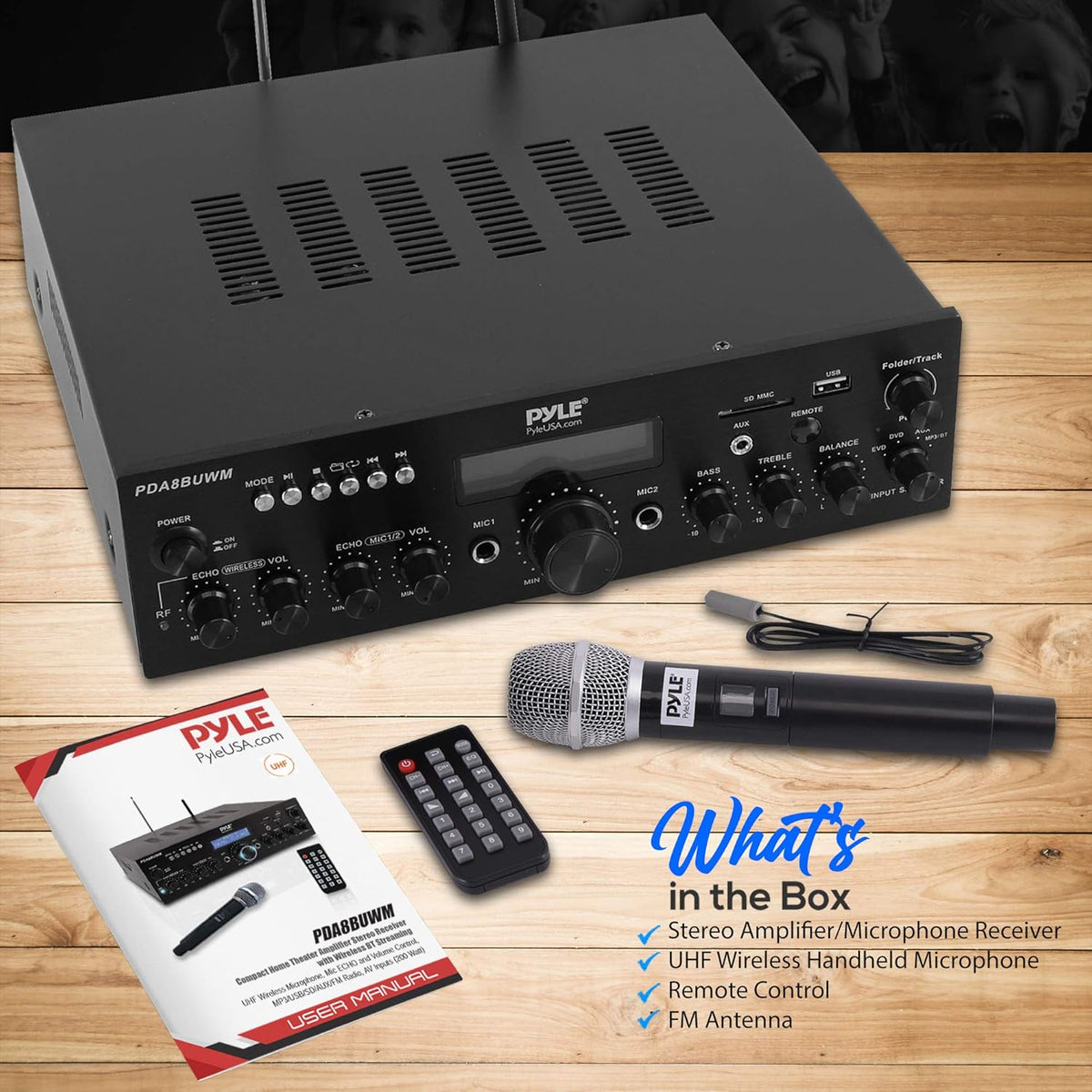 200W Dual Channel Wireless Microphone Power Amplifier System E1297