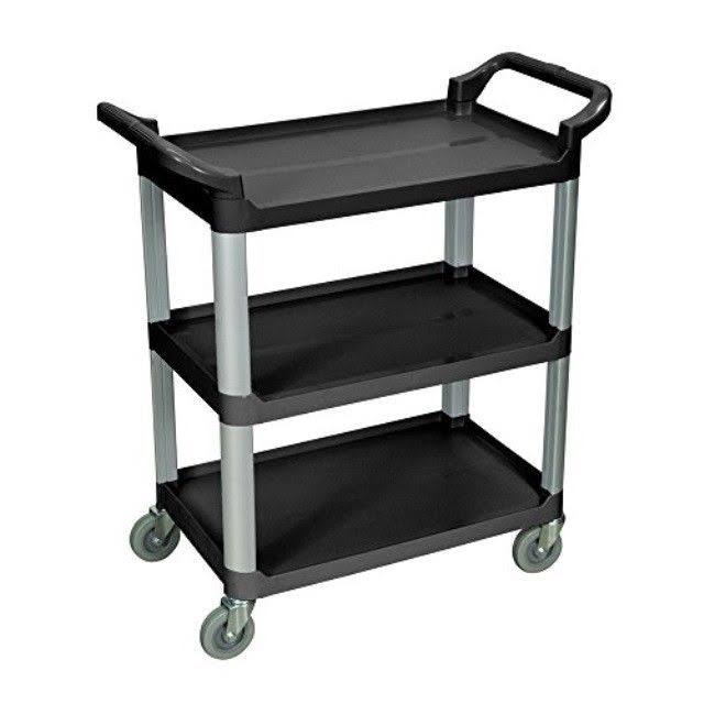 Black 3-Shelf Plastic Utility Cart W504