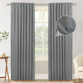 Blackout Curtains 2 Panels Set Linen Textured Dark Gray W50"x L72" L38457