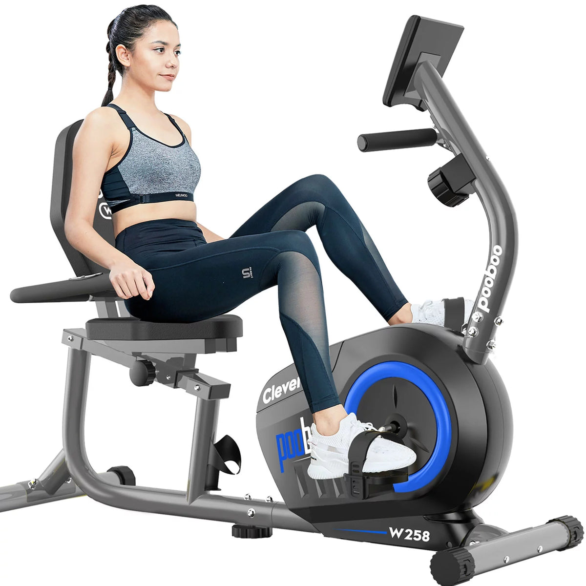 Magnetic Recumbent Exercise Bike 330lbs Blue H5305