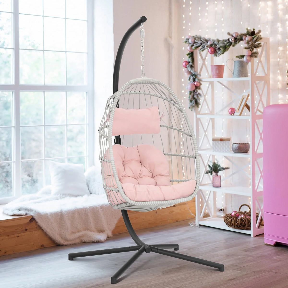 Hanging Egg Chair with Stand and Cushion X597