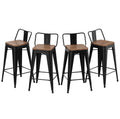 24 Metal Barstools Set of 4 Counter Height with Back D4356
