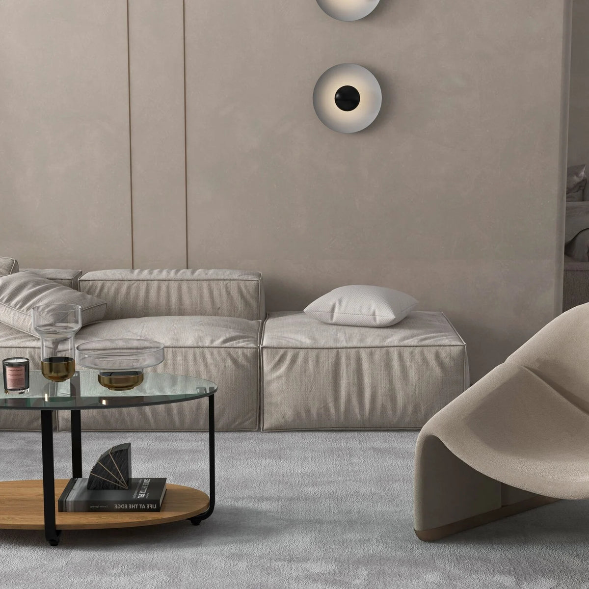 2-Tier Oval Glass-Top Coffee Table with Storage Shelf X697
