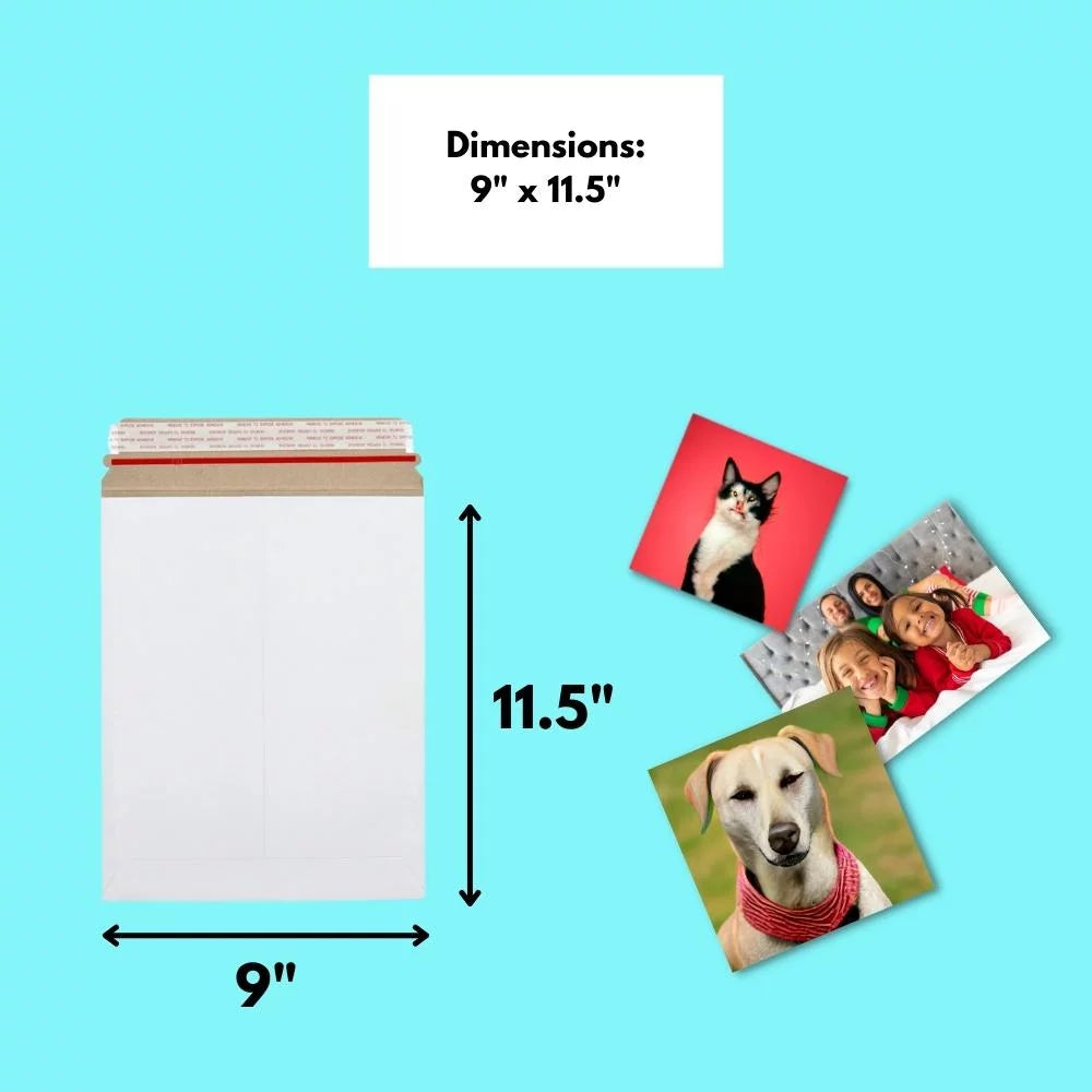 200 Pack White Cardboard Rigid Mailers with Self Adhesive Seal, 9" x 11.5" S64648