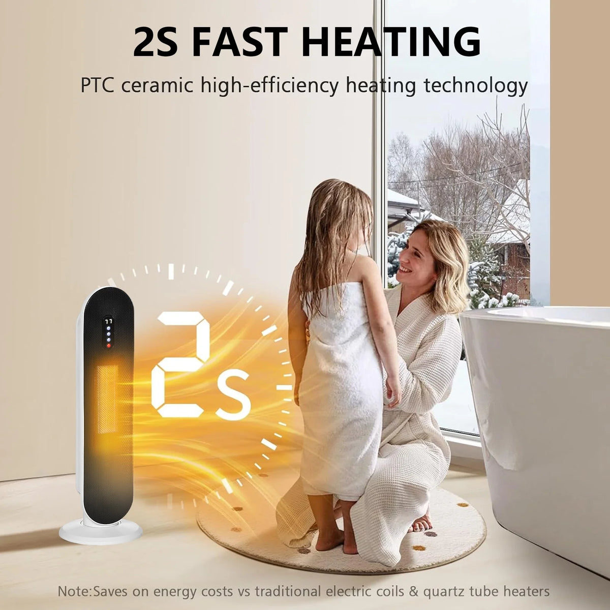 Portable Electric Heater with Thermostat, White L785