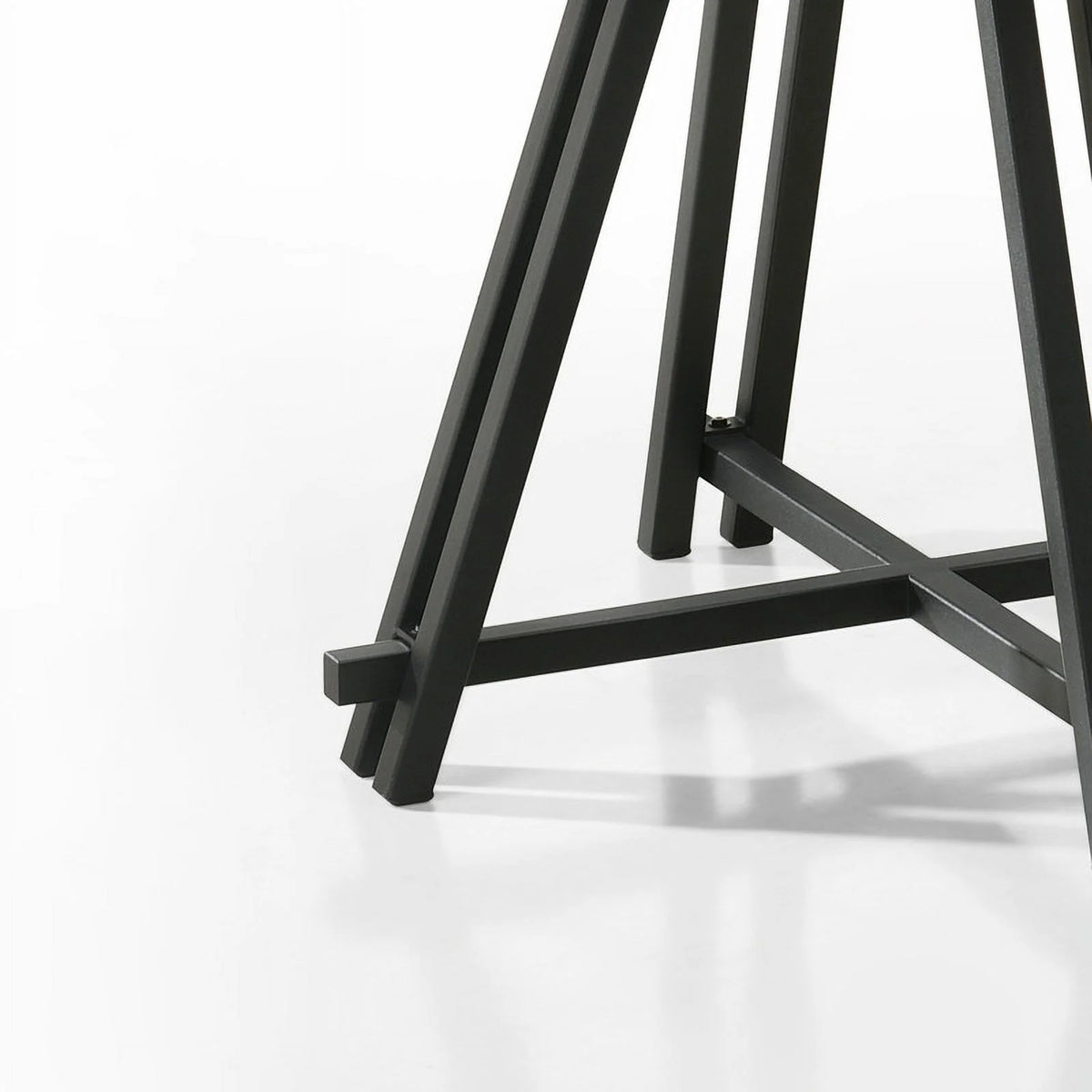 Oak Finish Wood Round Dining Table with Black Metal Base E30851