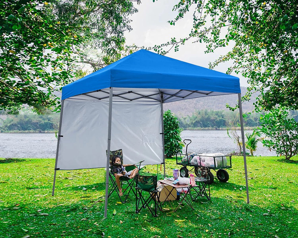 10ft x 10ft Pop Up Canopy Tent with Sidewall, Blue Q73014