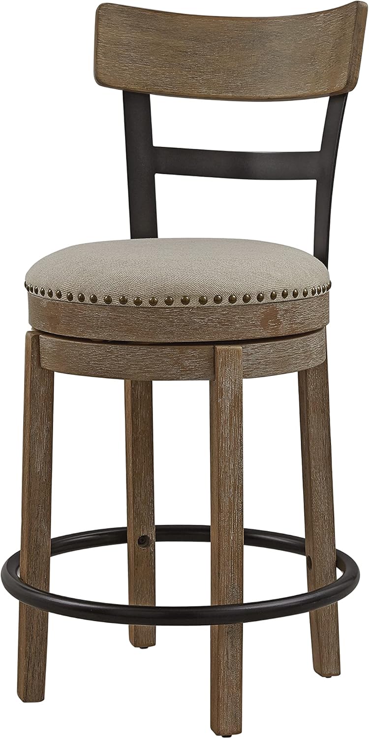 Light Brown 29 Inch Swivel Barstool Set of 1 I977144