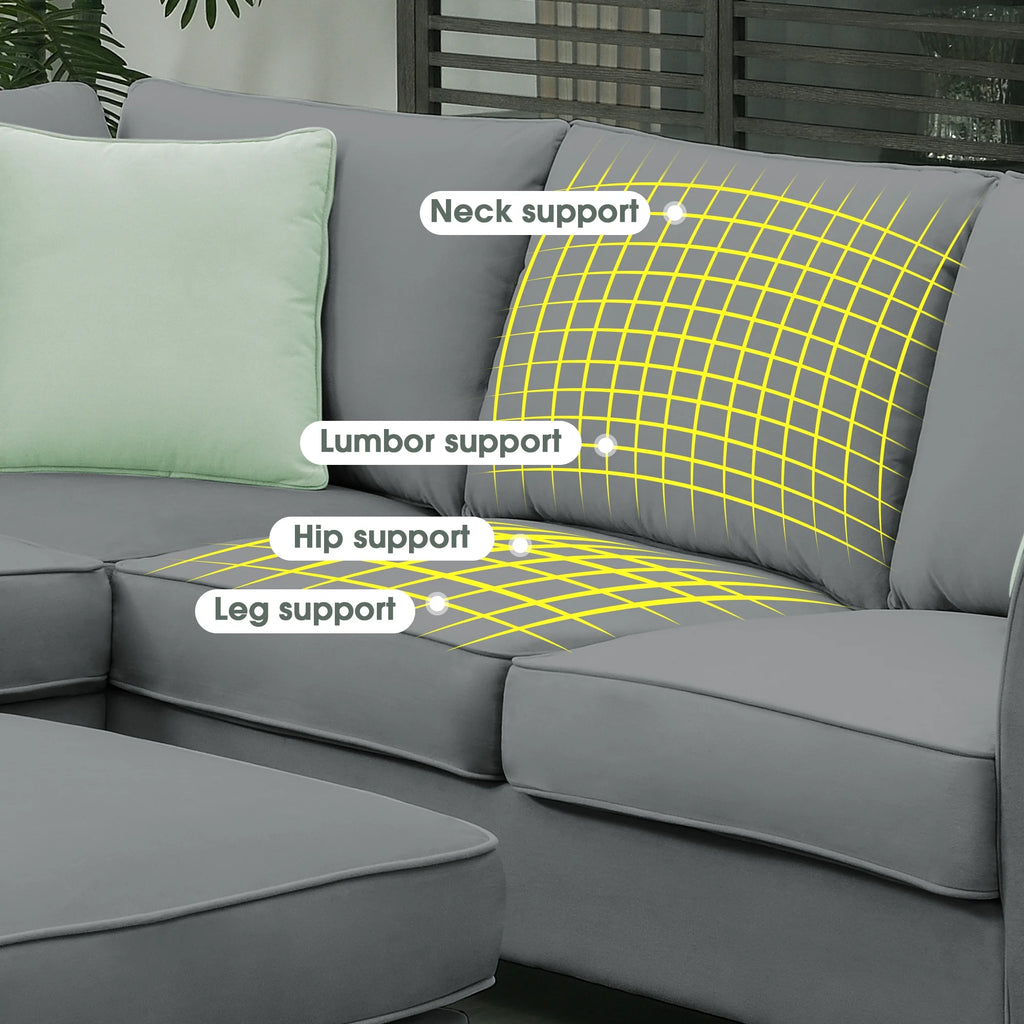 7 Seats L Shape Fabric Sectional Sofa with Ottoman I923