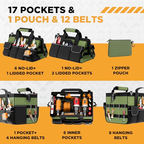 15.5 Inch 17-Pocket Portable Tool Bag with Adjustable Strap W323