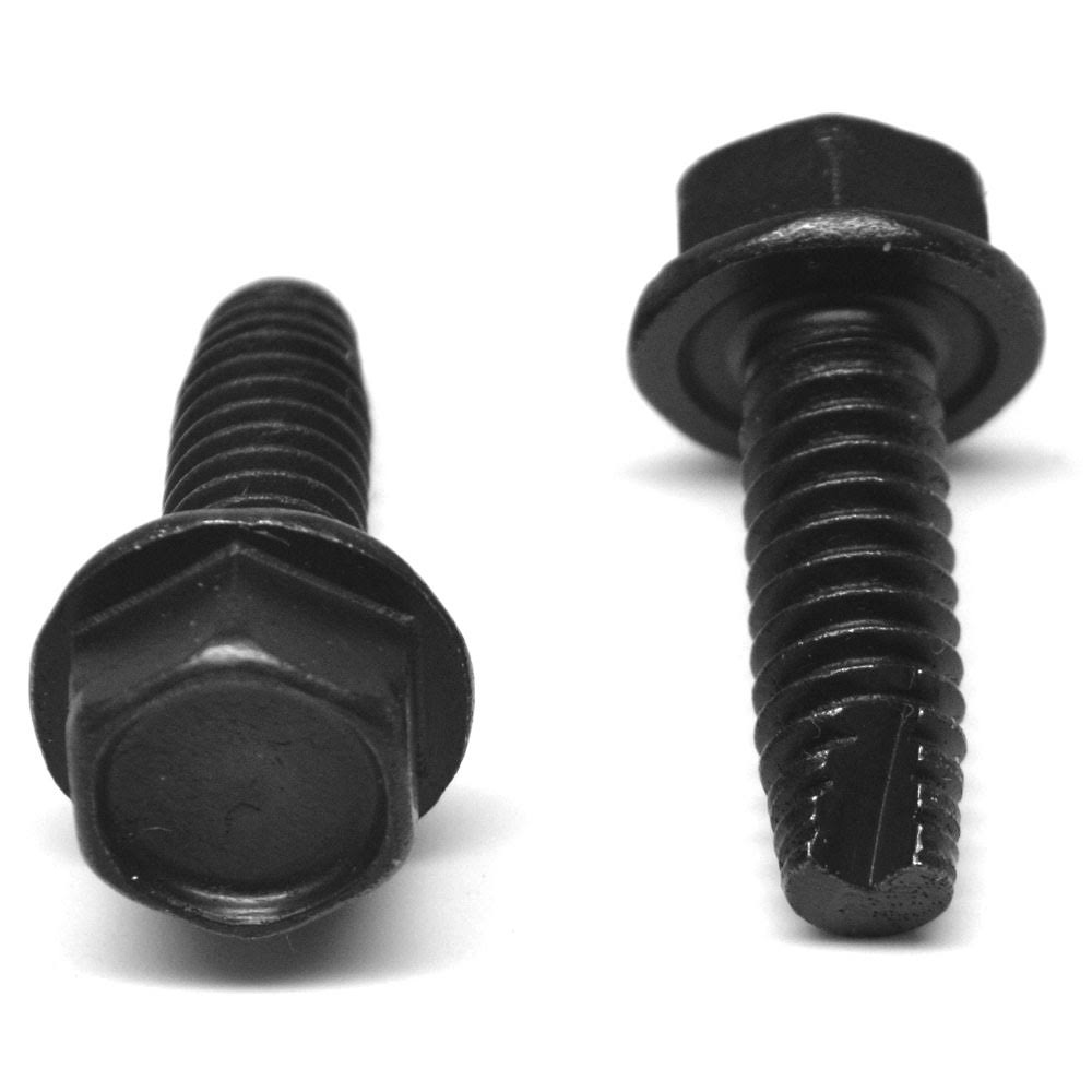 #8-32 x 1/2 Coarse Thread Hex Washer Head Screw Black Oxide Q456392