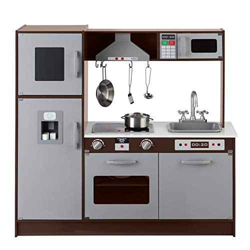 Kids Corner Wooden Kitchen Toy Playset with Stove, Oven, Sink, Fridge and Accessories J9226