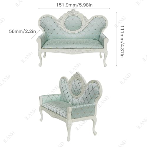 Victorian Dollhouse Furniture Set, 1/12 Scale 8pcs White & Green B504
