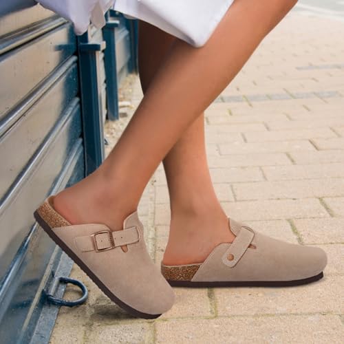 Suede Clogs with Cork Footbed Z96738