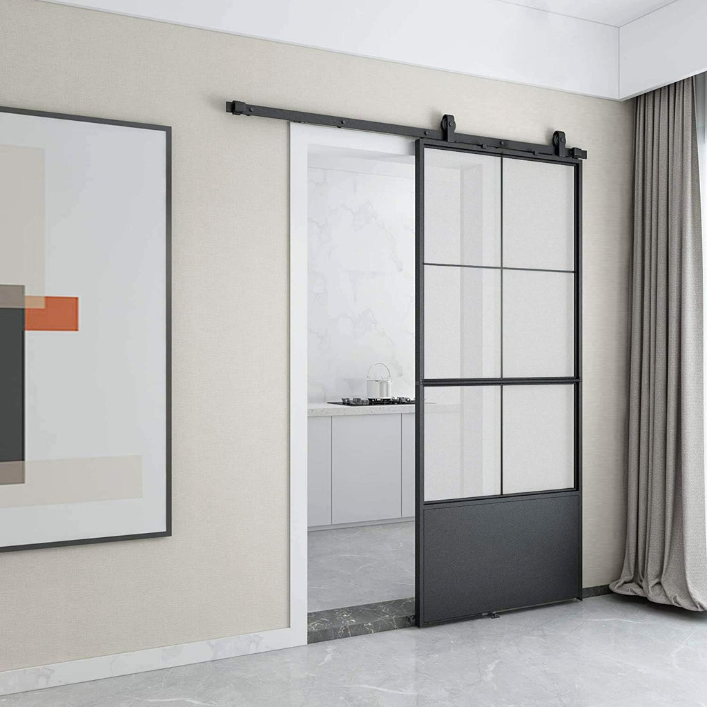 36in x 84in Frosted Glass Sliding Barn Door with Hardware Kit P456554