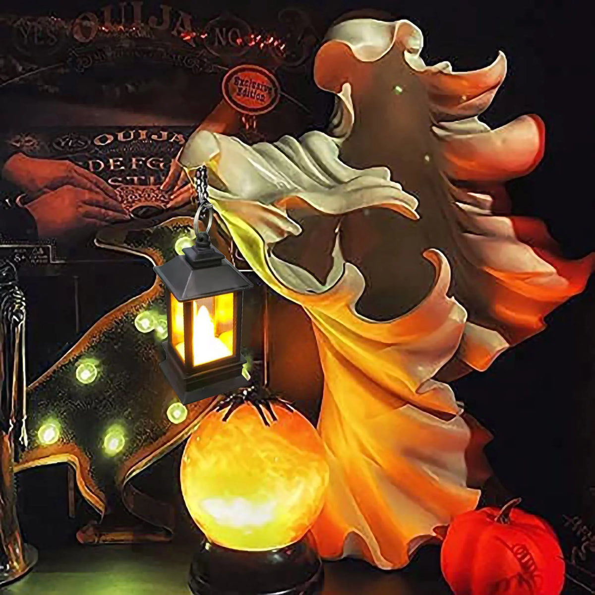 Ghost Witch Messenger with Lantern Statue Ornament A9604