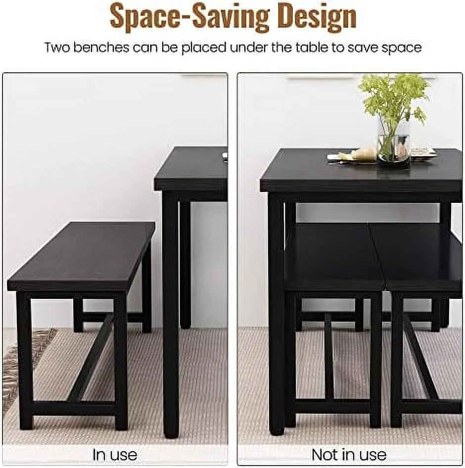 3 Piece Dining Table Set with 2 Benches F6145