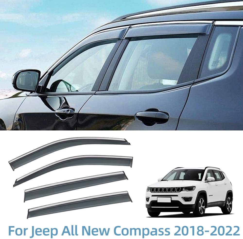 Smoke Gray Polycarbonate Window Deflector with Stainless Steel Trim Pack of 2 M50881