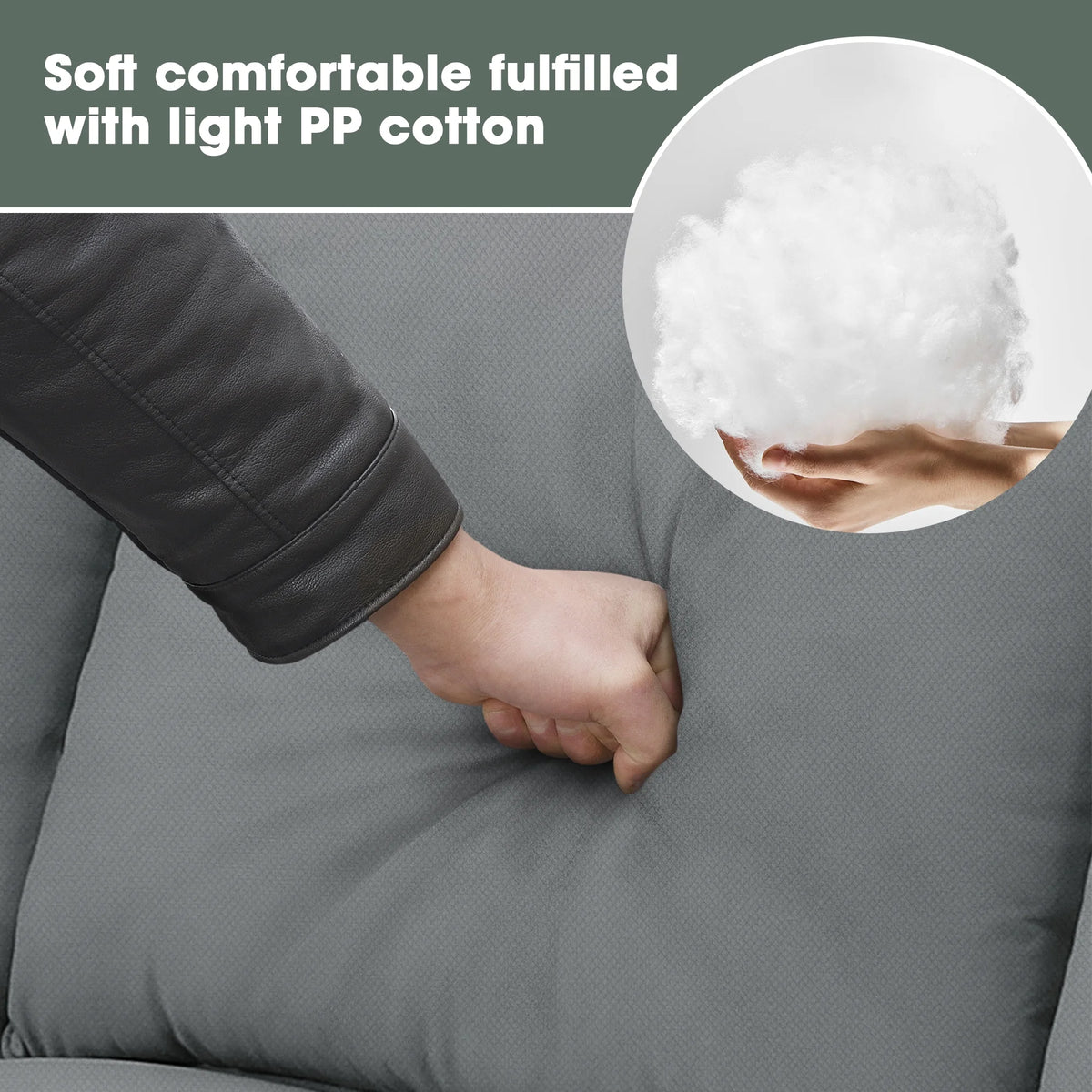 7 Seats L Shape Fabric Sectional Sofa with Ottoman I923