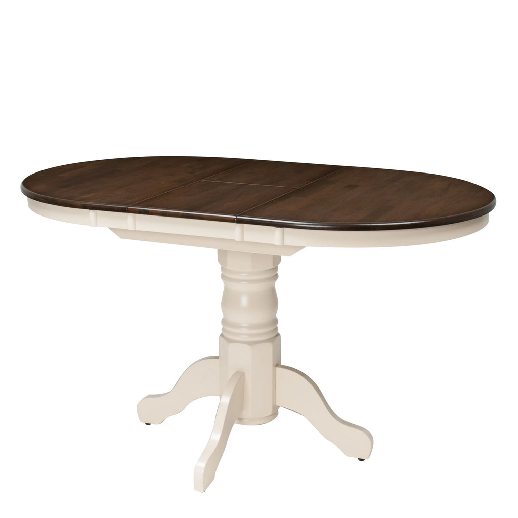 5 Piece Extendable Dark Brown and Cream Solid Wood Dining Set W878420