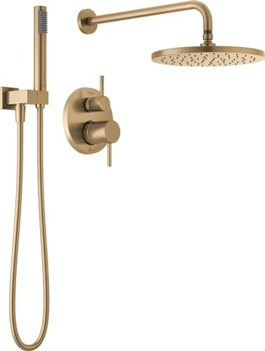 2-Setting Round Shower System with Rain Shower Head and Handheld Spray Chrome U84697