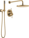 2-Setting Round Shower System with Rain Shower Head and Handheld Spray Chrome U84697