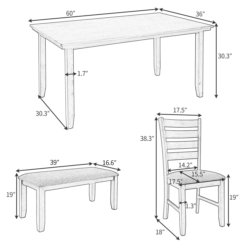 Rustic Wood Dining Set Set Of 6 Gray D26838