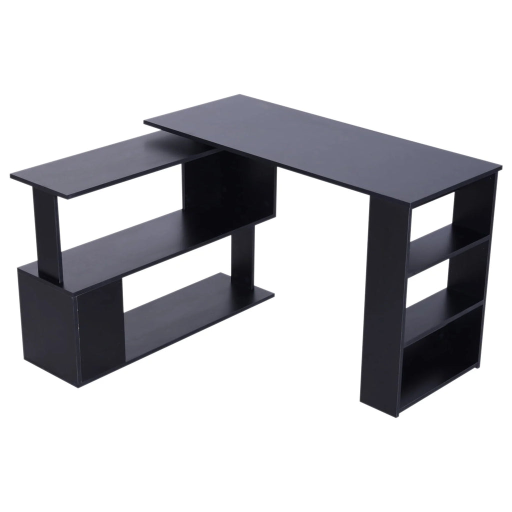 L Shaped Rotating Corner Desk with Bookshelves J622265