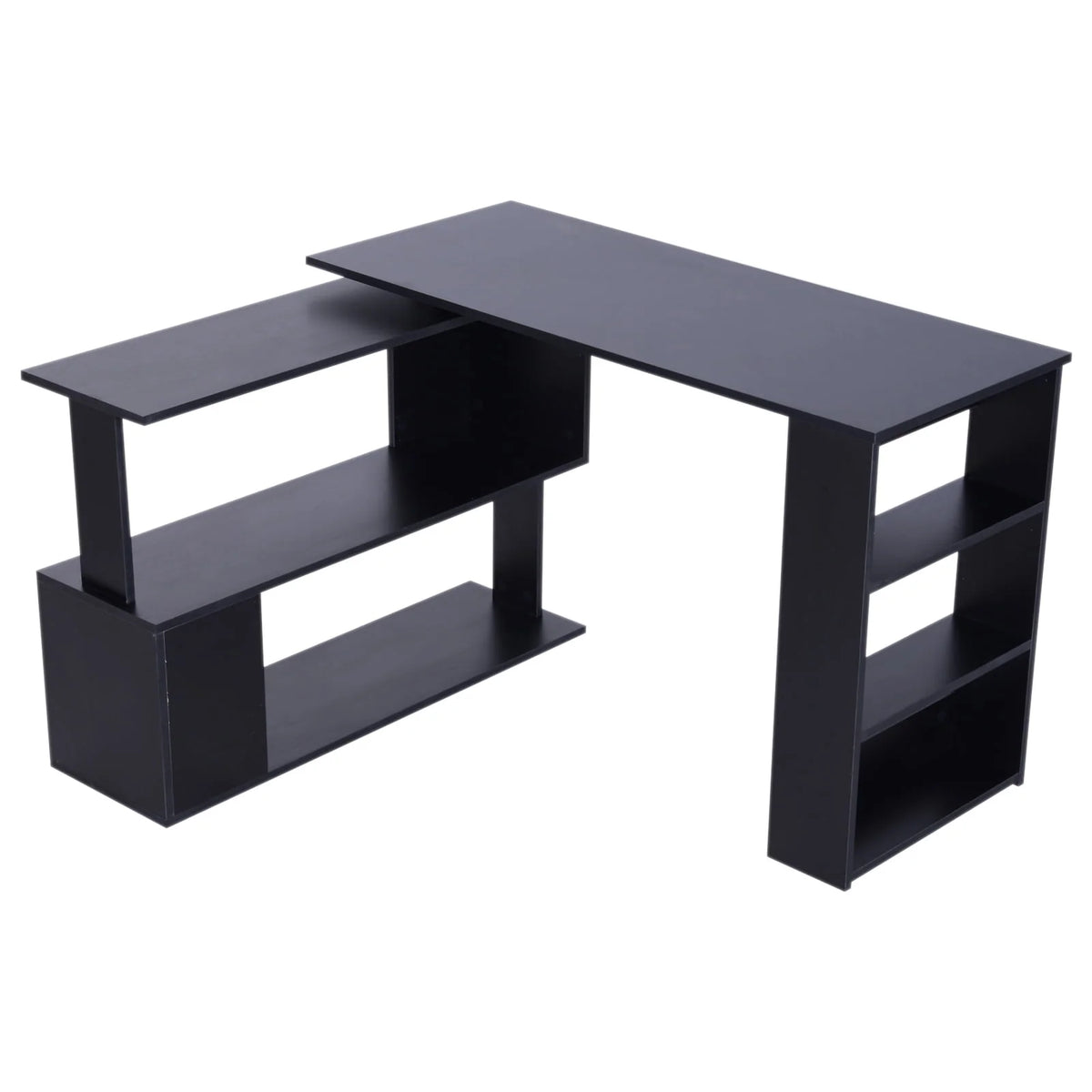 L Shaped Rotating Corner Desk with Bookshelves J622265