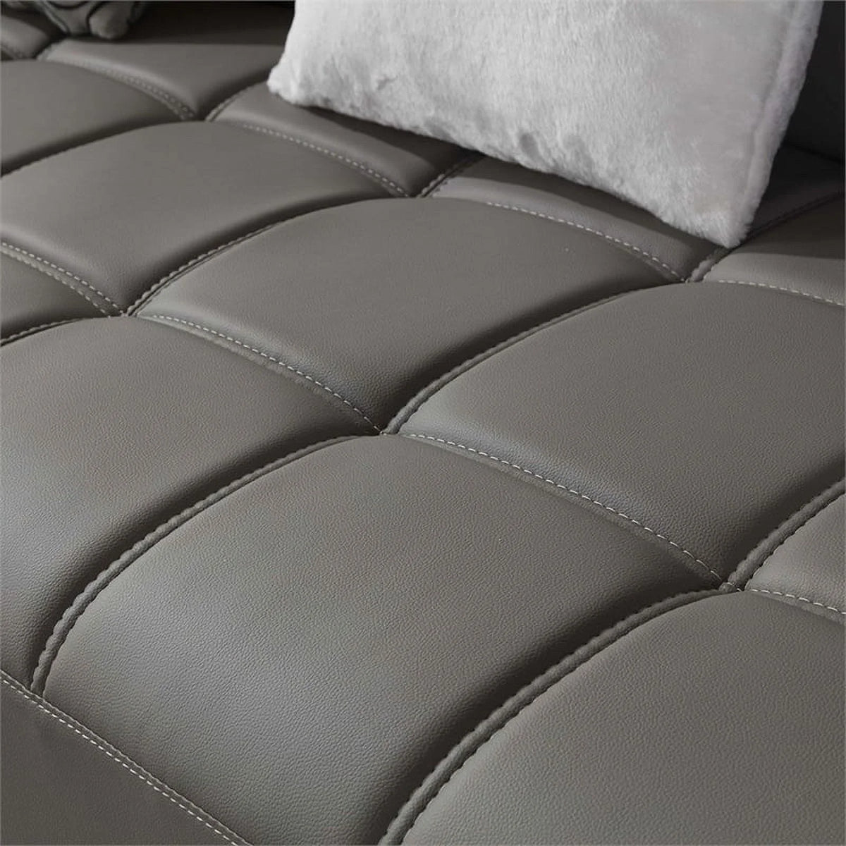 Gray Faux Leather Sectional with Right Facing Chaise S20598